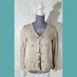 World Folk Art Imports Floral Eyelet Knit Cardigan